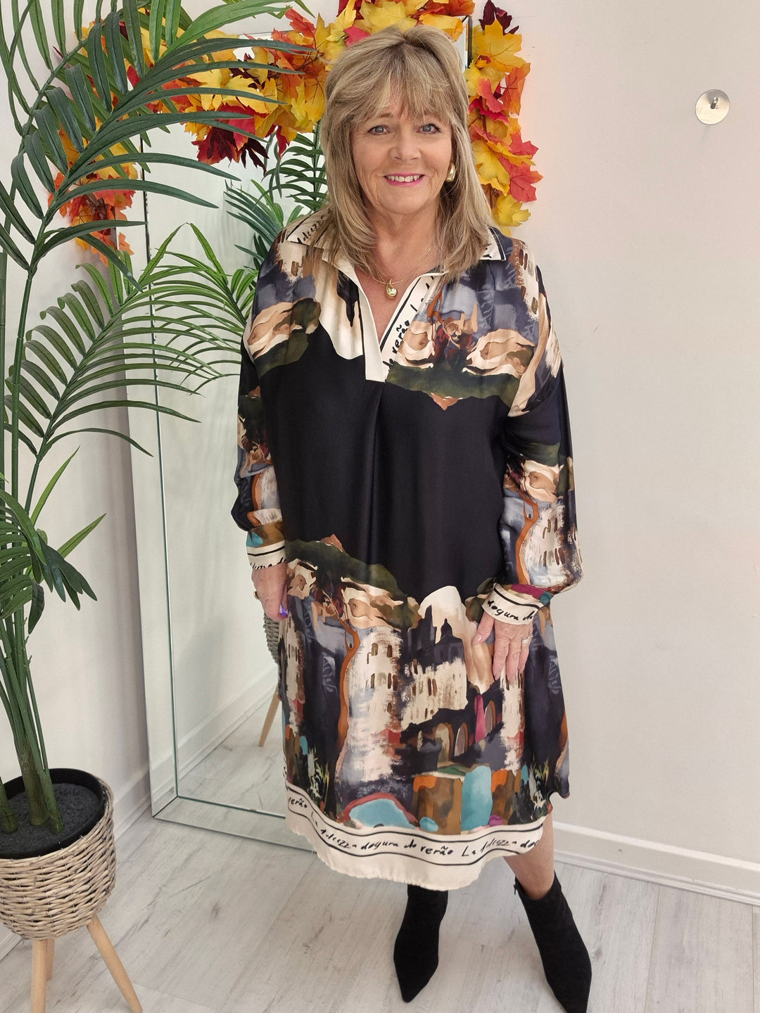 Amalfi Silk Dress - Black - (One Size - fitting from Size 14 to Size 20)