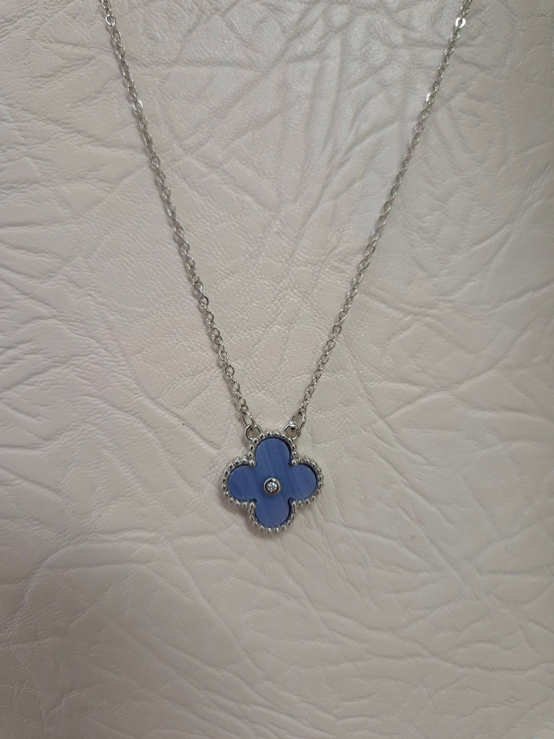 Clover Necklace, Earrings & Bracelet (choose your item) - Blue in Silver Tone