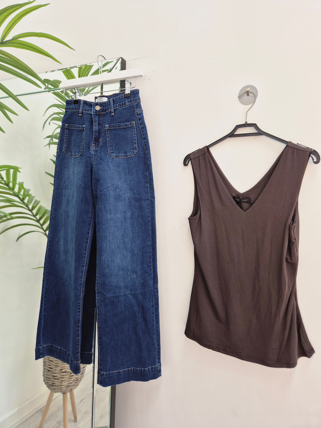 Jess Wide Leg Double Pocket Jeans - Dark Stonewash (choose your Size)