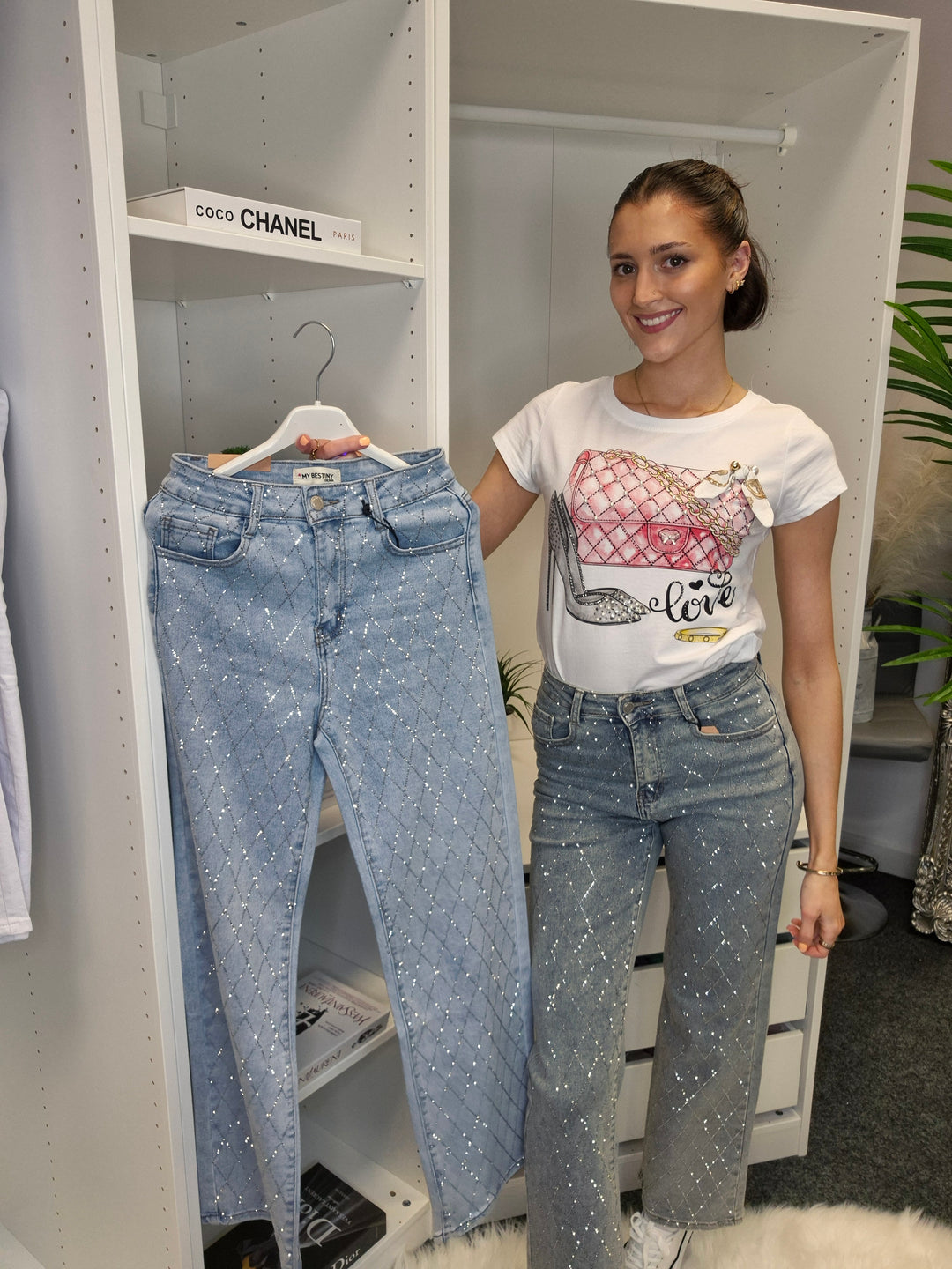 Kelly Diamante/Crystal Jeans - Blue (choose your Size)