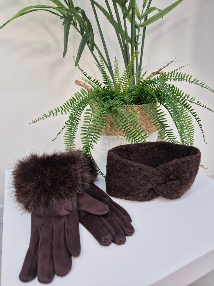 Cable Knit Headband - Chocolate