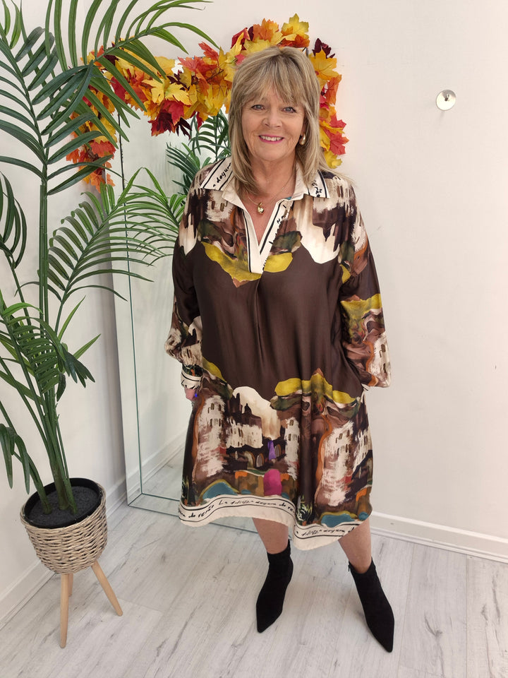 Amalfi Silk Dress - Chocolate - (One Size - fitting from Size 14 to Size 20)