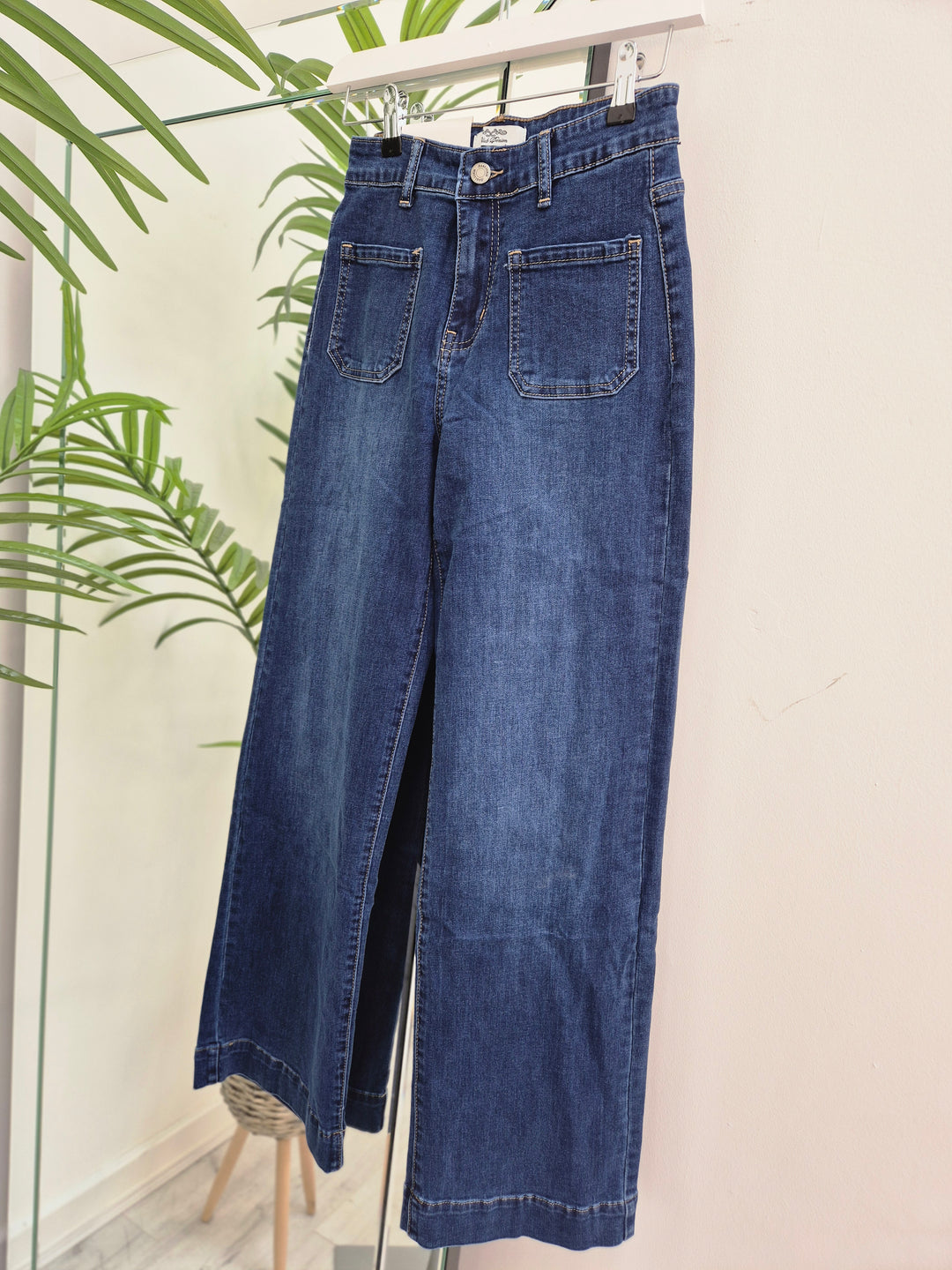 Jess Wide Leg Double Pocket Jeans - Dark Stonewash (choose your Size)