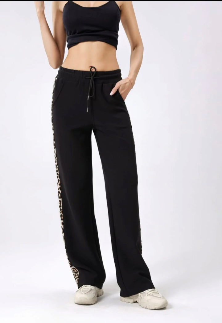 Lara Leopard Trim Wide Leg Jogger - (choose your Size)