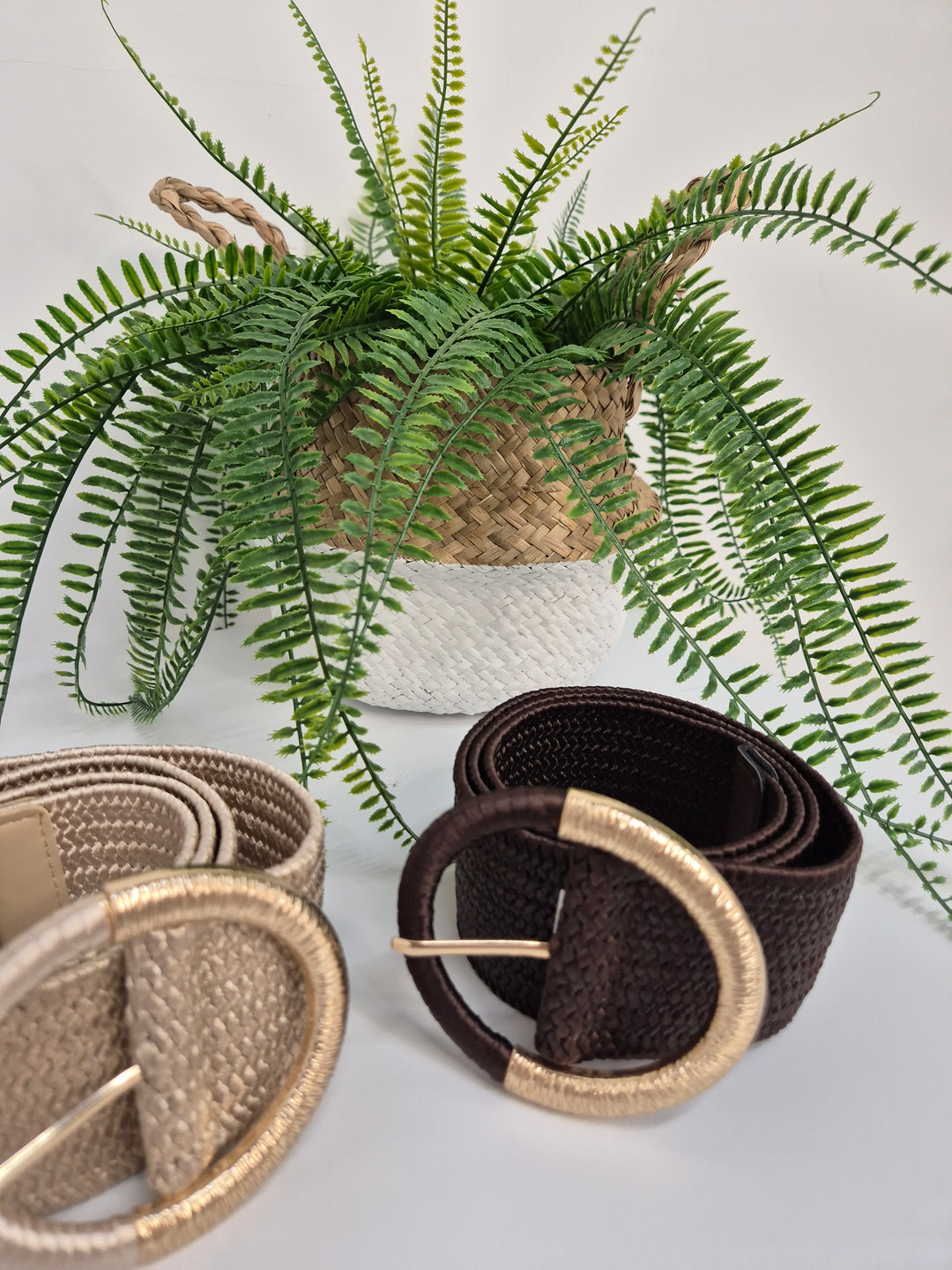 Stretchy Faux Leather Woven Buckle Belt (choose your Colour) - One Size, fits from Size 12 to Size 18