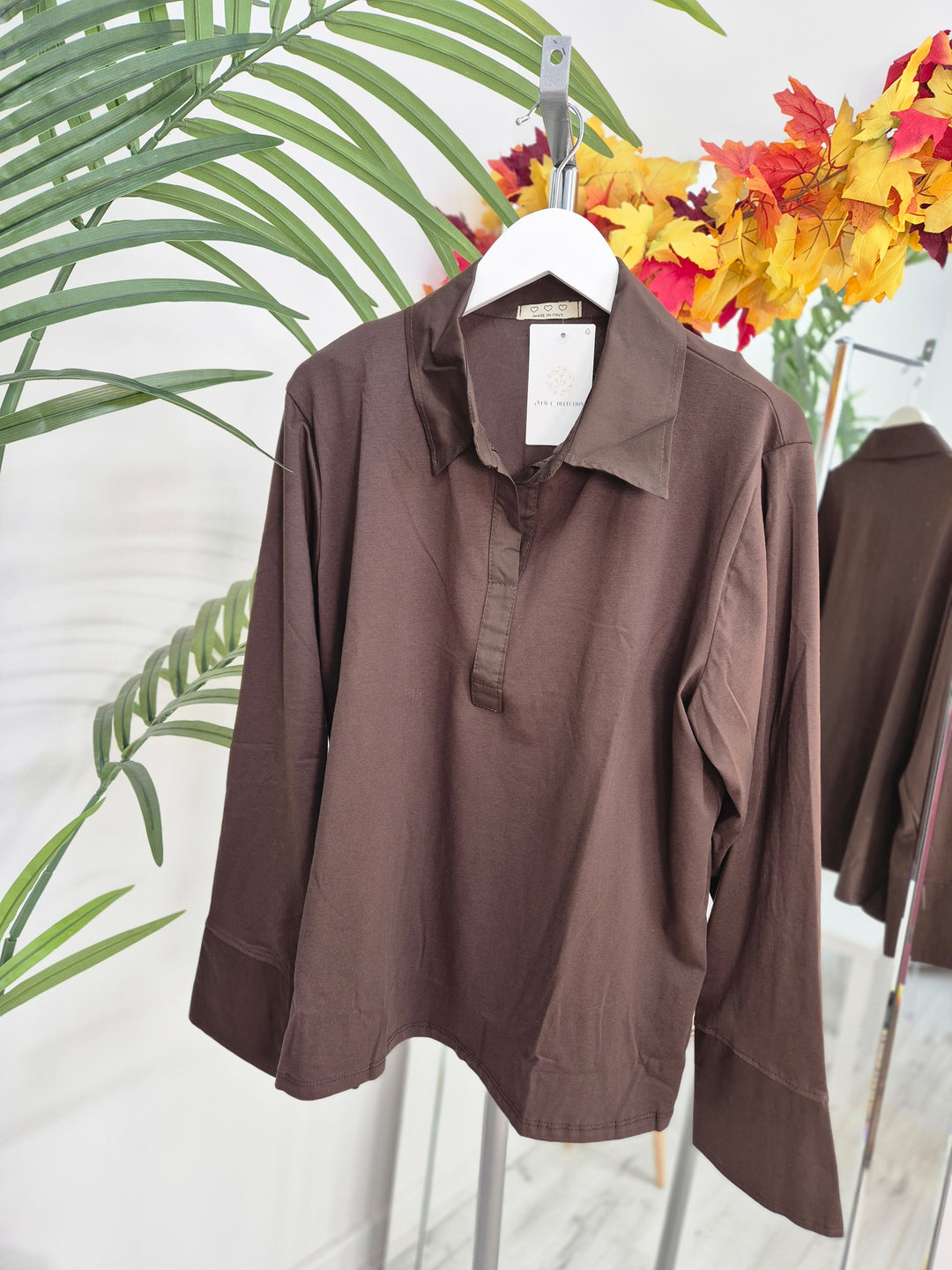 Lisa Layering Shirt (Stretch) - One Size - fits up to Size 18/20 - Chocolate