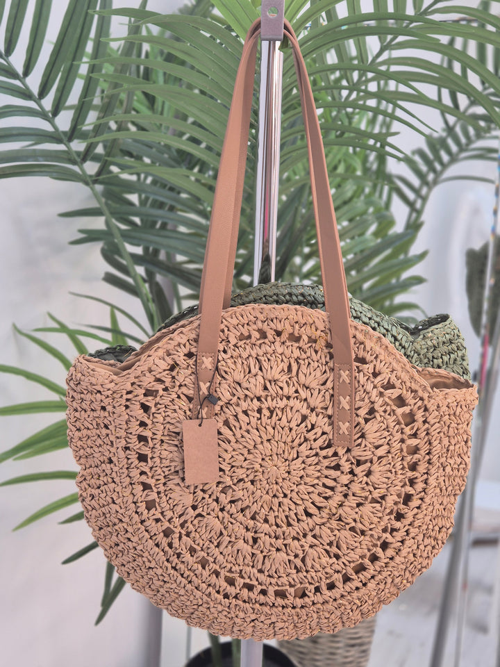 Crochet Raffia Beach Bag with Gold Metallic - (choose your Colour)