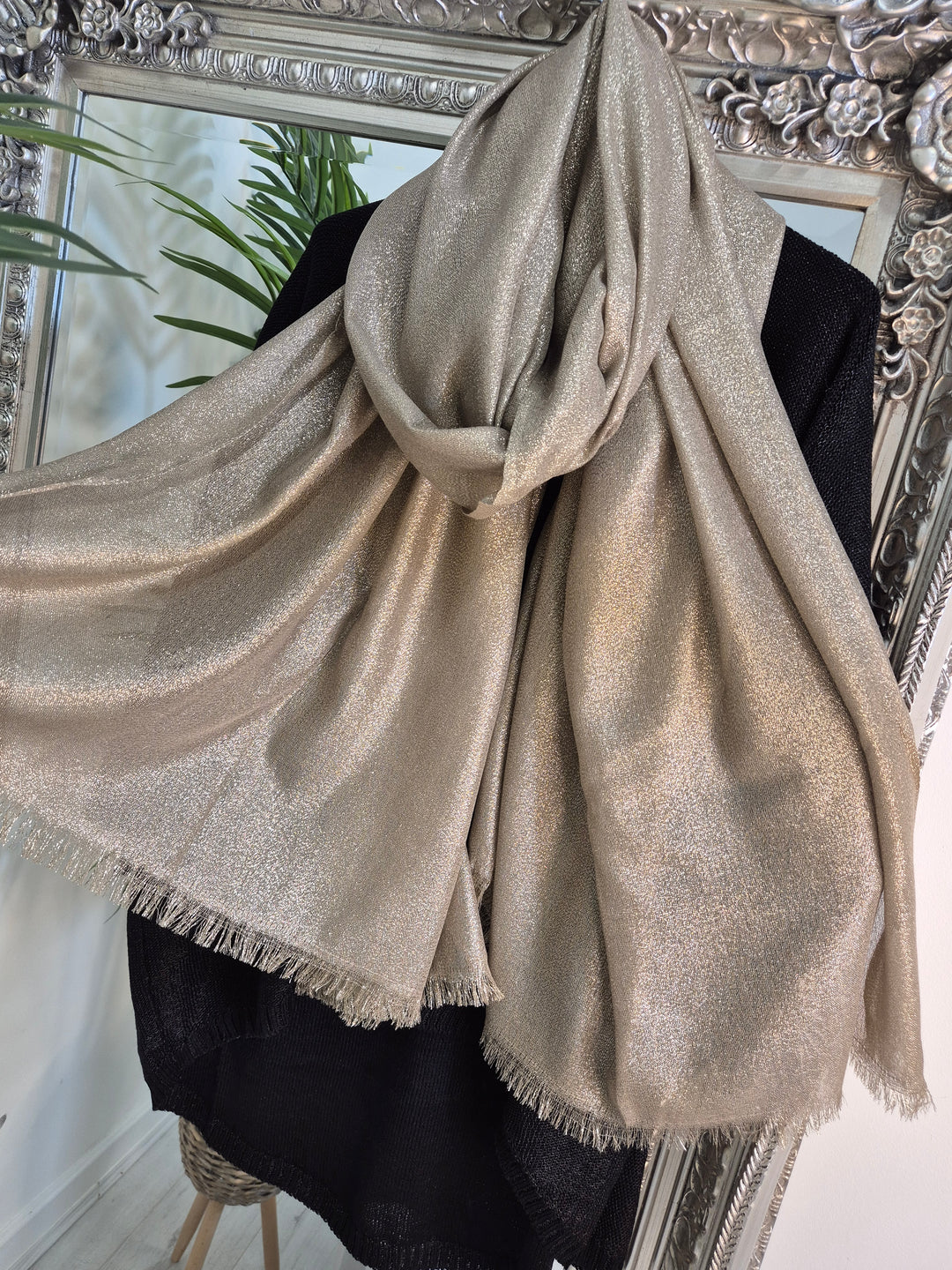 Oversized Metallic Scarf - Gold