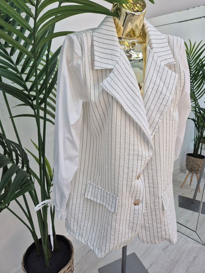 Penelope Pinstripe Blazer - (choose your Colour) - Fits 14 to Size 18)