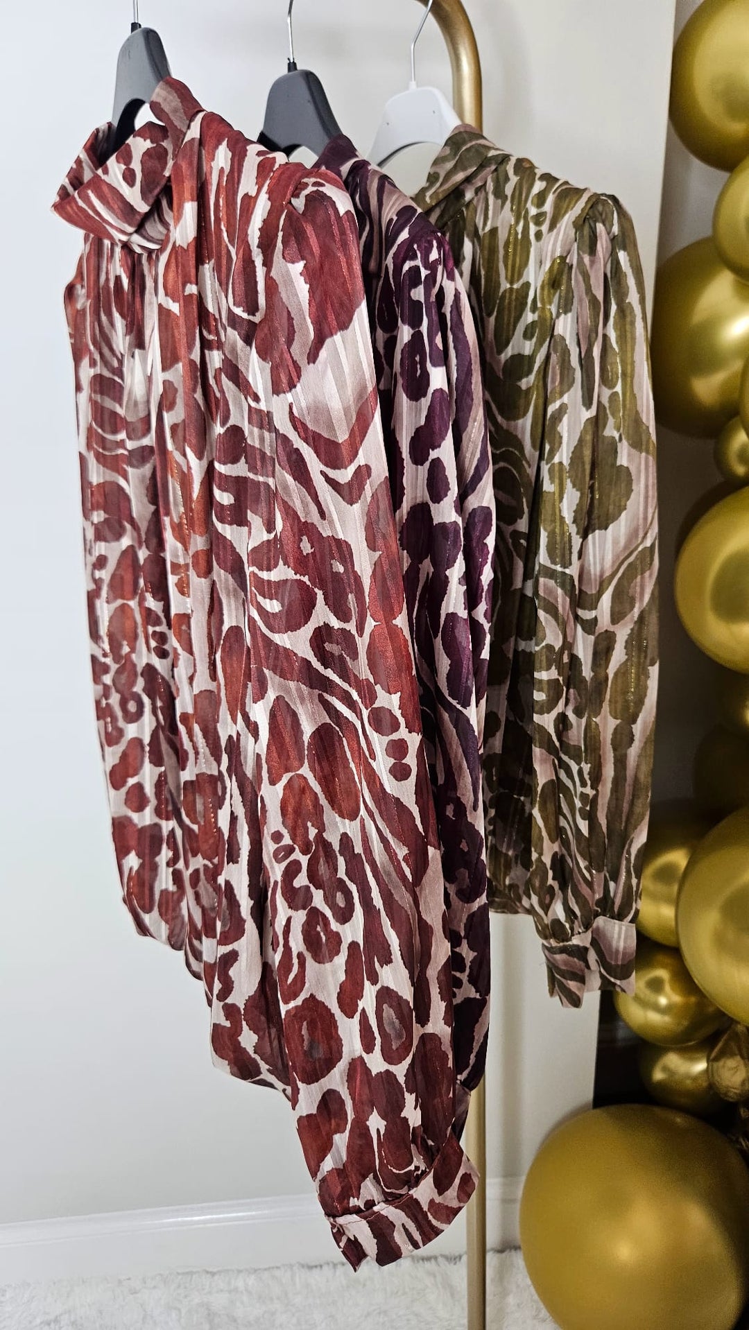 Vicky High Neck Shimmer Blouse - (One Size fits from Size 8/10 up to Size 16) - Chocolate