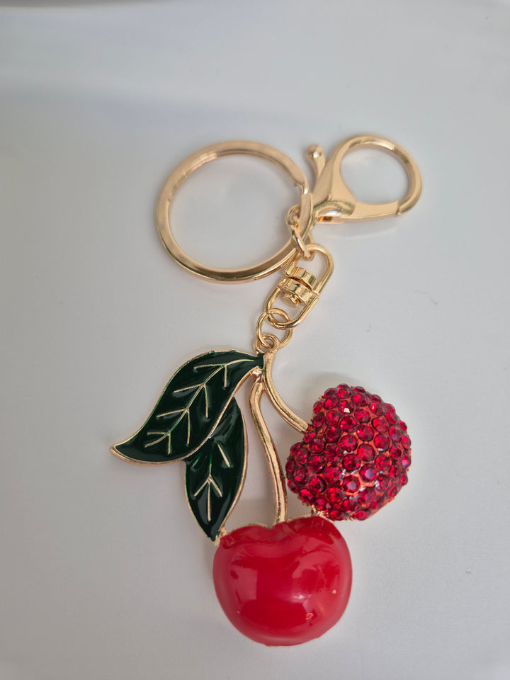 Cherries Keyring/Handbag Charm - Red