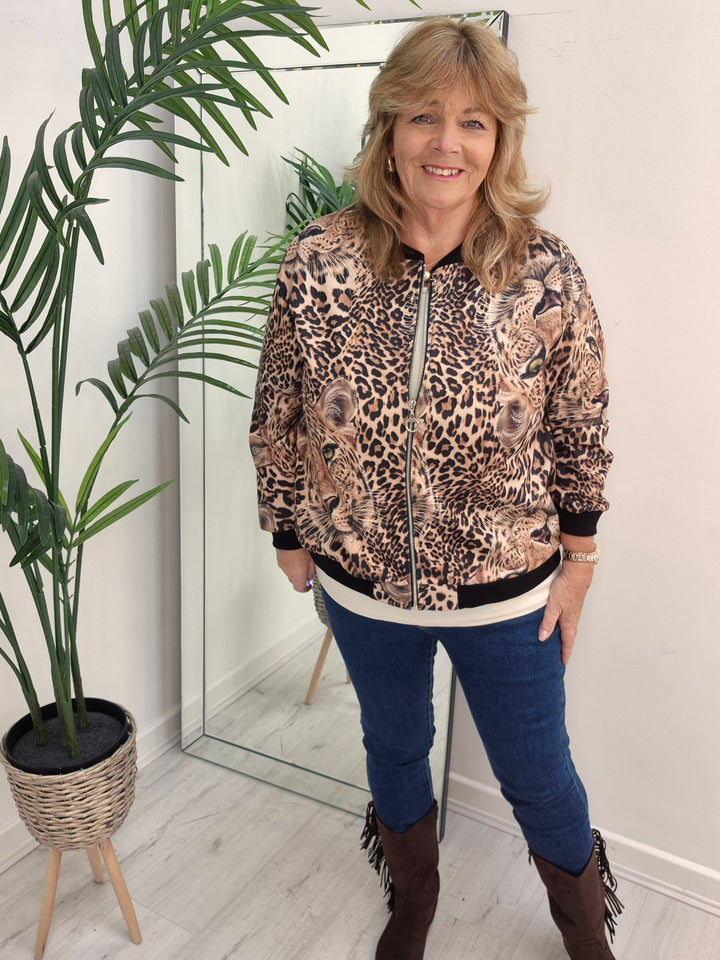 Diva Bomber Jacket - choose your Design (Oversized - fits 14 to Size 20) - Leopard Print