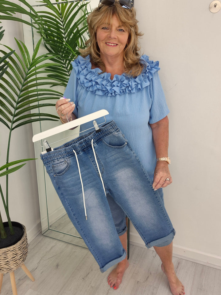 Ella Elasticated Waist Pedal Pusher Shorts (choose your Size)