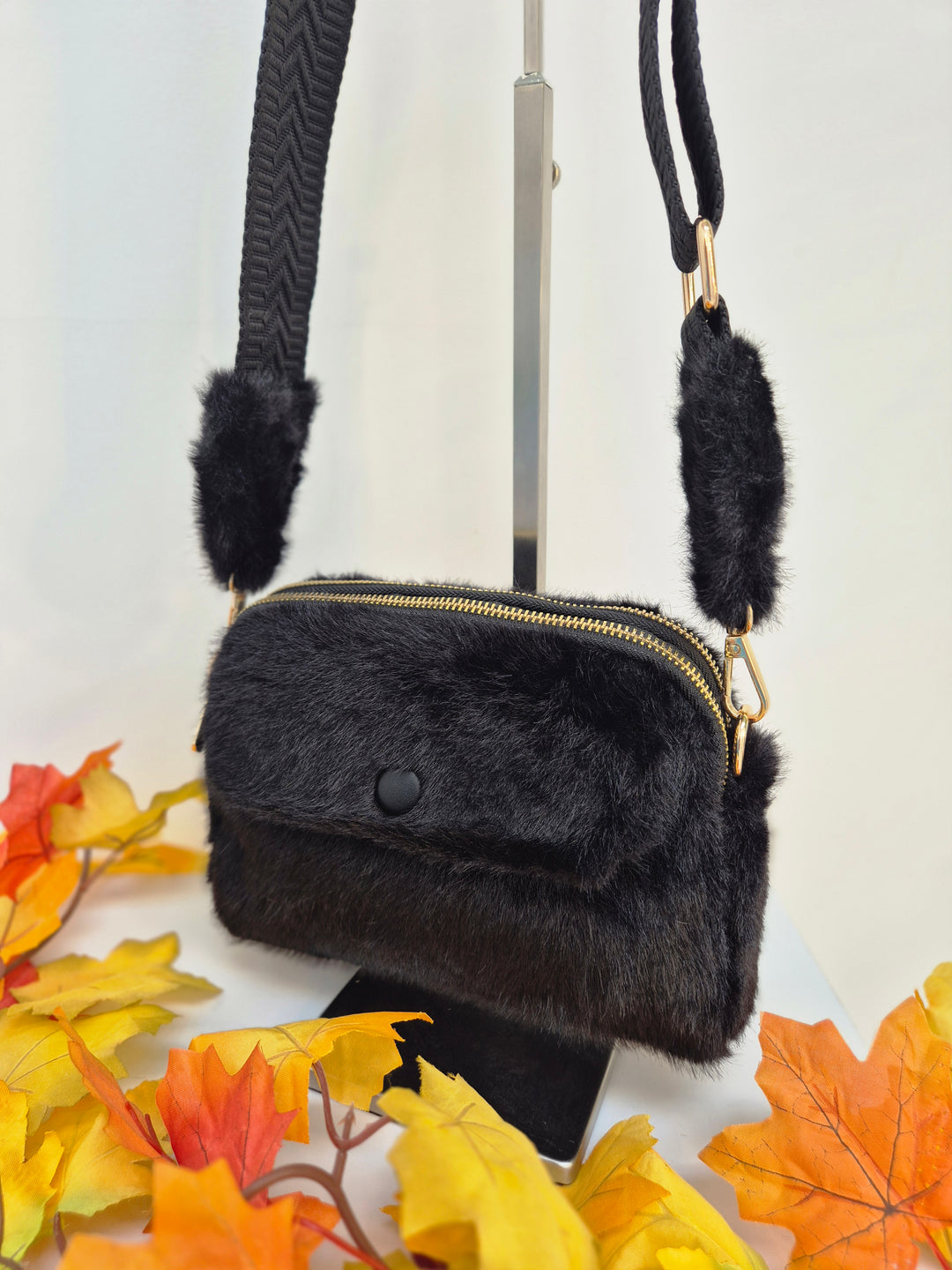 Oslo Faux Fur Bag - Black