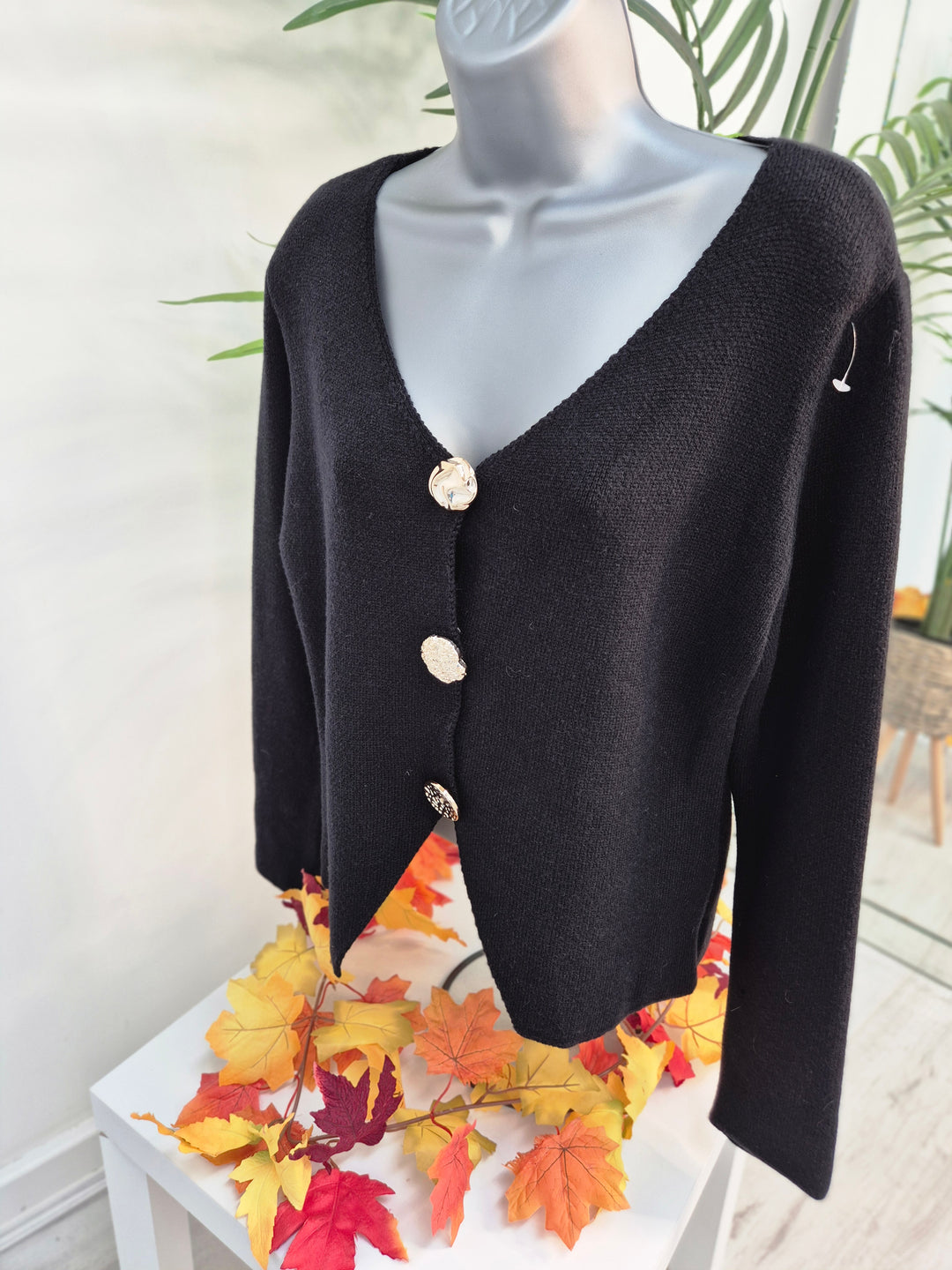 Brooke Buttoned Cardigan - Black (One Size)