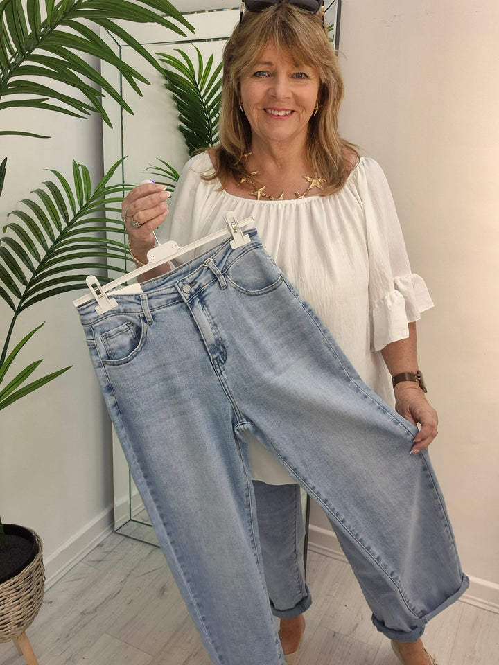 Jeani Mom Jeans Light Wash/Stonewashed - (choose your Size)