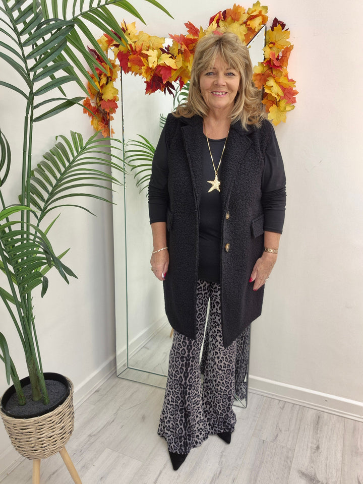 Lizzy Grey Leopard Flared Leggings (Soft Touch) - (choose your Size)