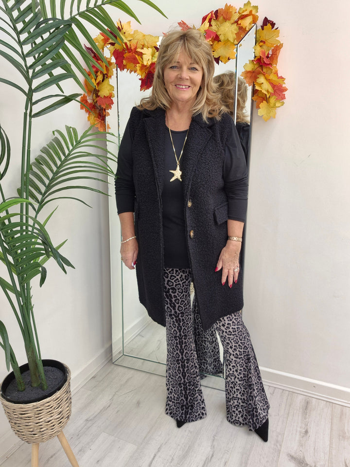 Lizzy Grey Leopard Flared Leggings (Soft Touch) - (choose your Size)