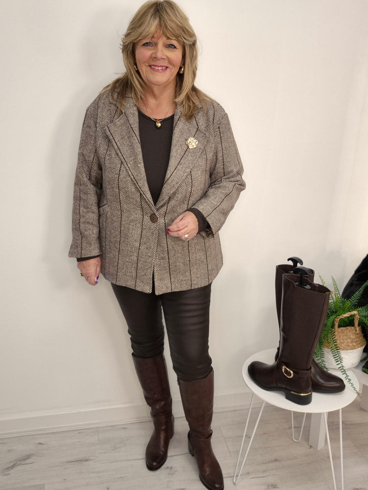 Burford PU Coated Skinny Jeans - Chocolate (G Smack) - (choose your Size)