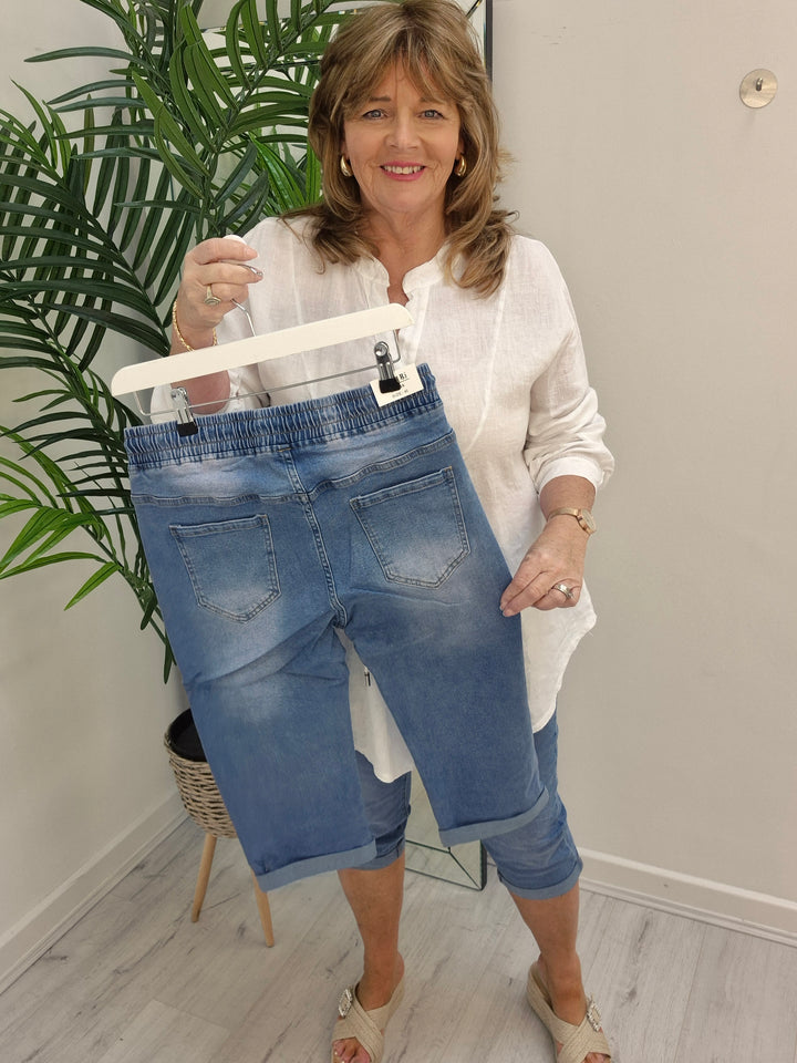 Ella Elasticated Waist Pedal Pusher Shorts (choose your Size)