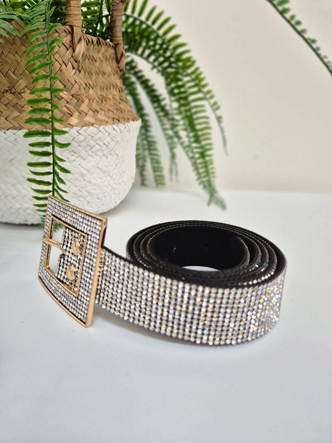 Sparkly Crystal Belt with Large Buckle - One Size
