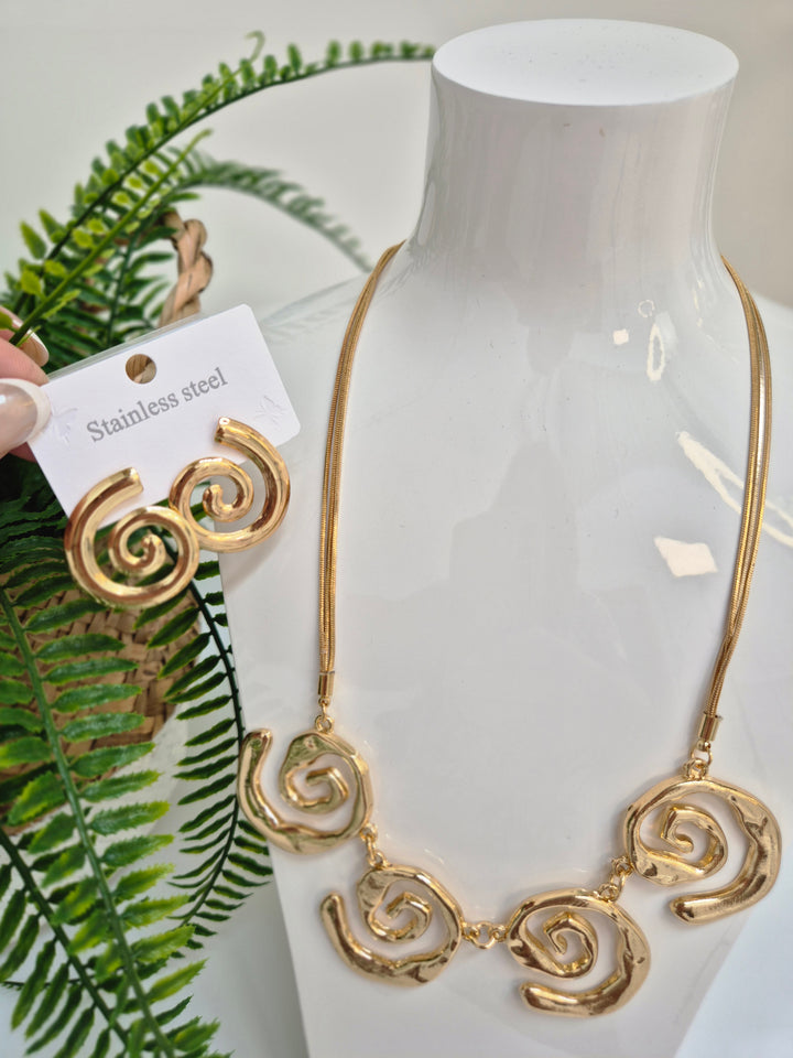 Swirl Earrings - Gold Tone (Pierced)