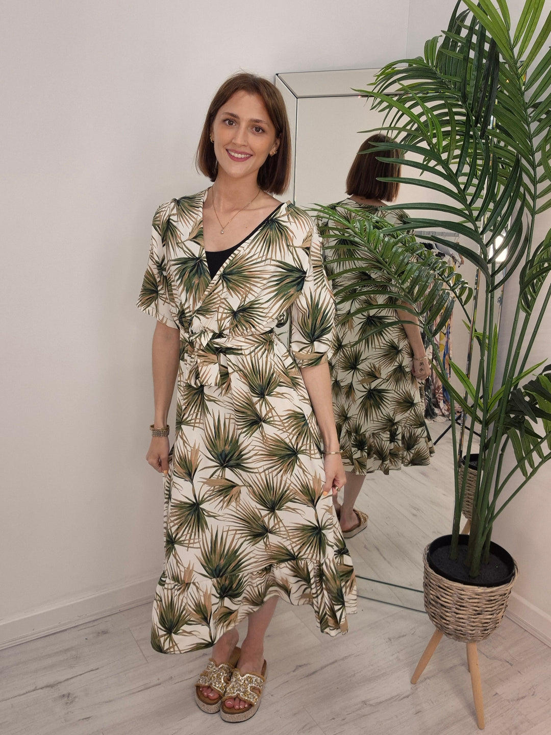 Palm Wrap Dress - Green (choose your Style & Size)