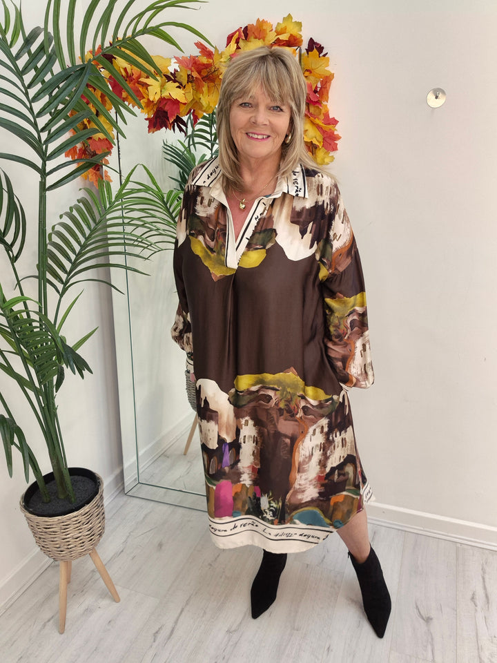 Amalfi Silk Dress - Chocolate - (One Size - fitting from Size 14 to Size 20)
