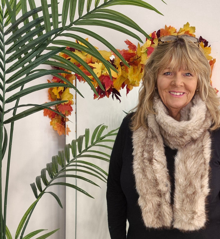Oslo Faux Fur Long Scarf - Cappuccino