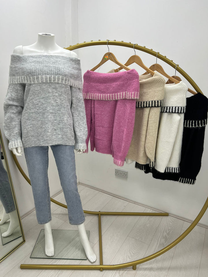 Sarah Off The Shoulder Jumper - (choose your Colour)