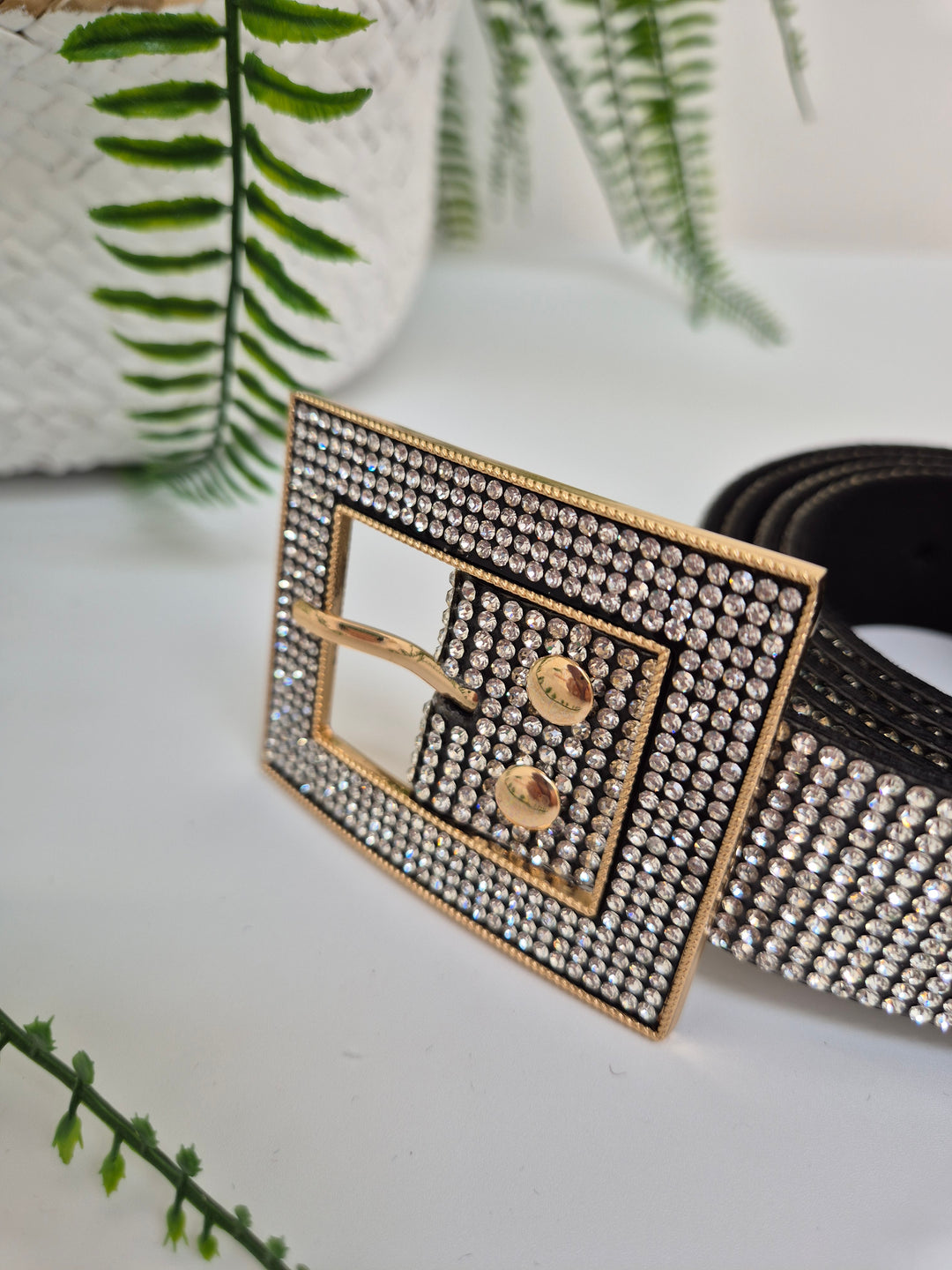 Sparkly Crystal Belt with Large Buckle - One Size