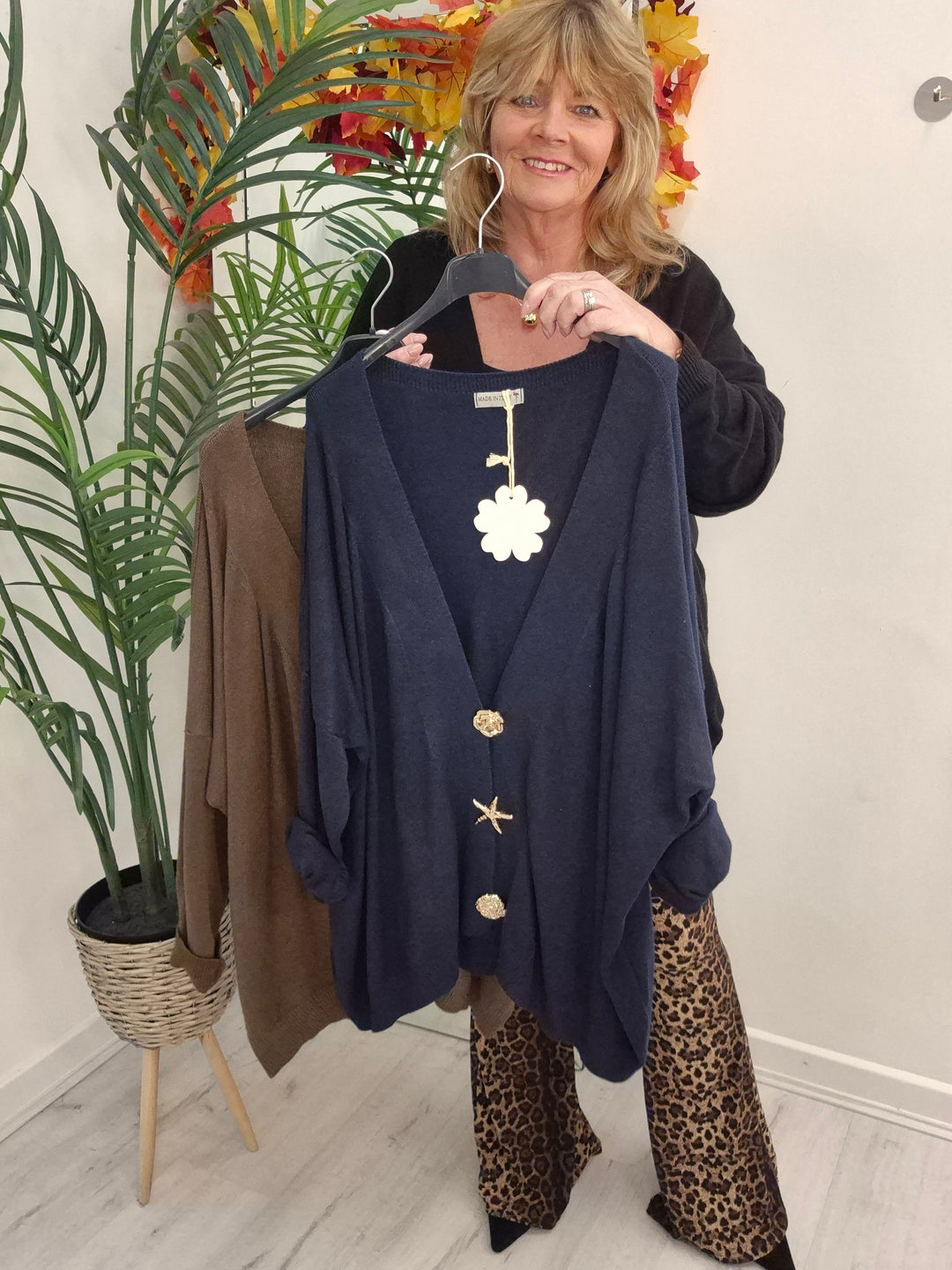 Sally Super Soft Cardigan - Navy (Oversized, fits from Size 14 to Size 20)