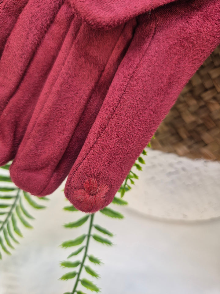 Oslo Gloves with Faux Fur - Berry