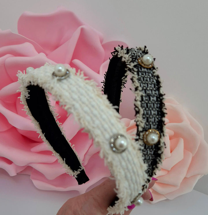 Boucle Headbands with Pearls - (choose your Colour)