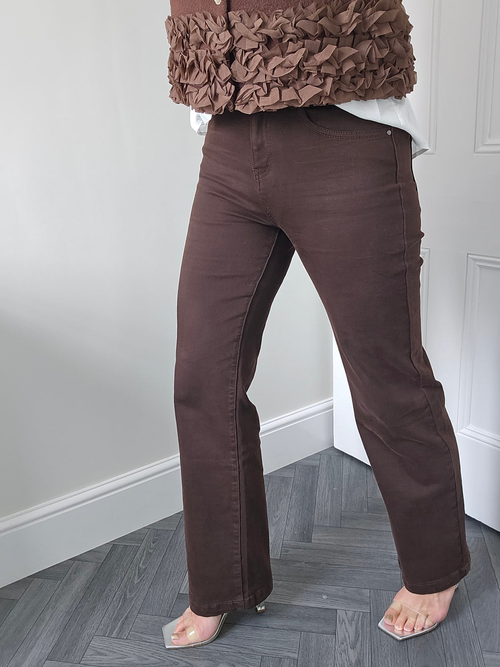 My Tina's Premium Wide Leg Jeans  - Chocolate (choose your Size)