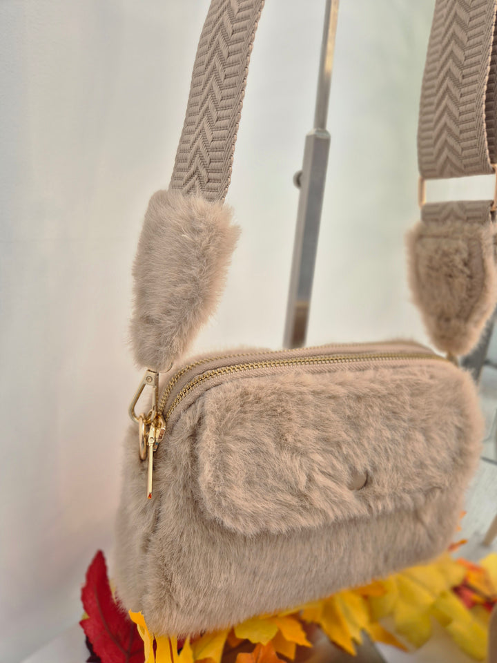 Oslo Faux Fur Bag - Beige