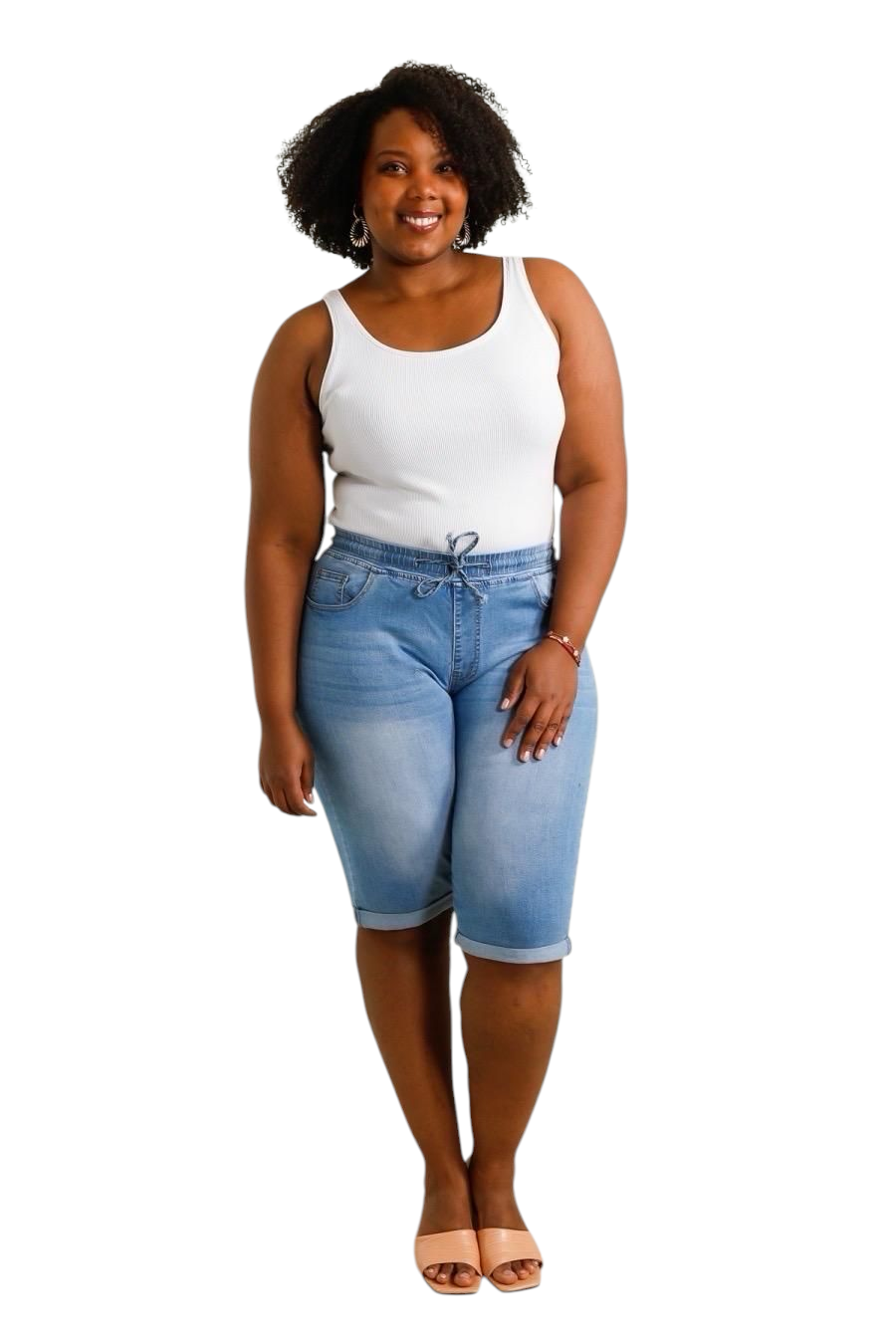 G Smack Denim Shorts (Elasticated Waistband) - Stonewashed (choose your Size)