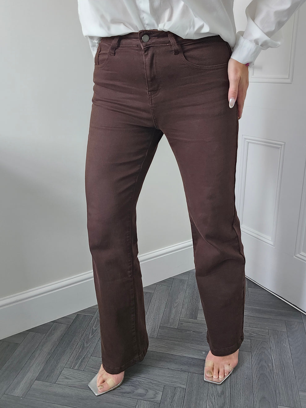 My Tina's Premium Wide Leg Jeans  - Chocolate (choose your Size)