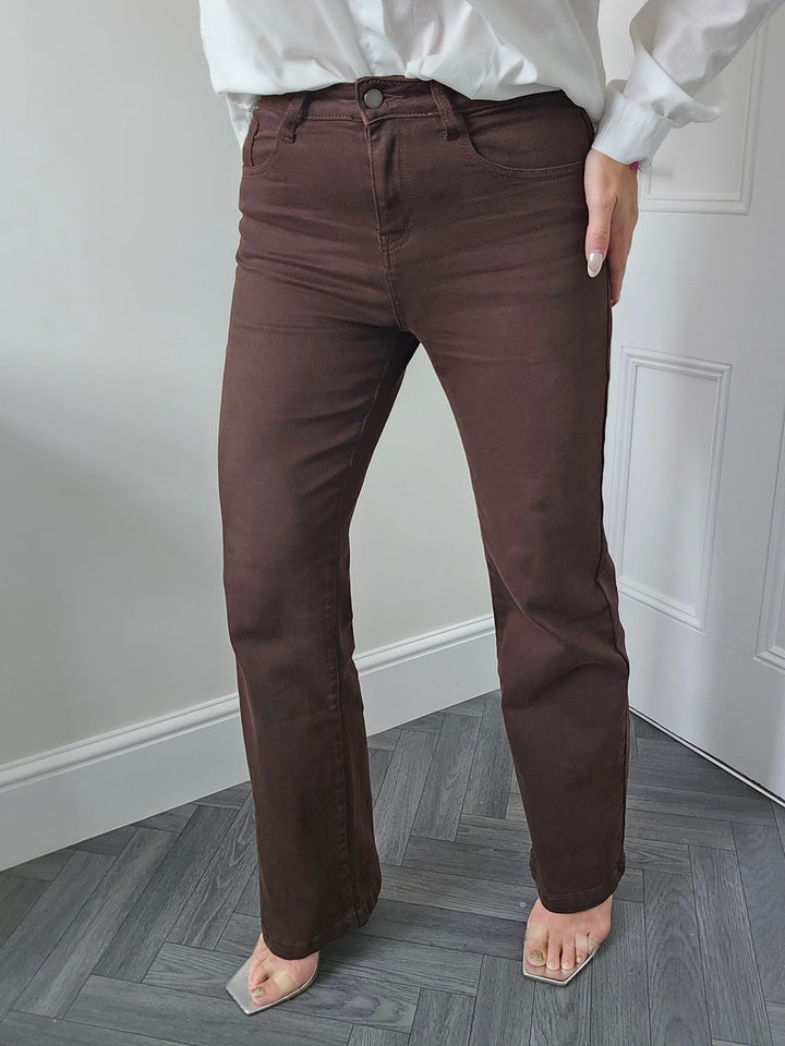 My Tina's Premium Wide Leg Jeans  - Chocolate (choose your Size)
