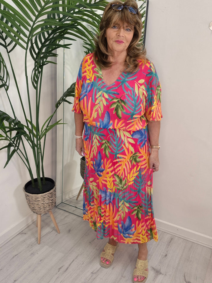 Palm Midi Dress  - (choose your Size & Colour)