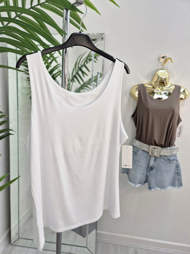 Double Layered Vest Top - (choose your Colour) (One Size, fits up to Size 16)