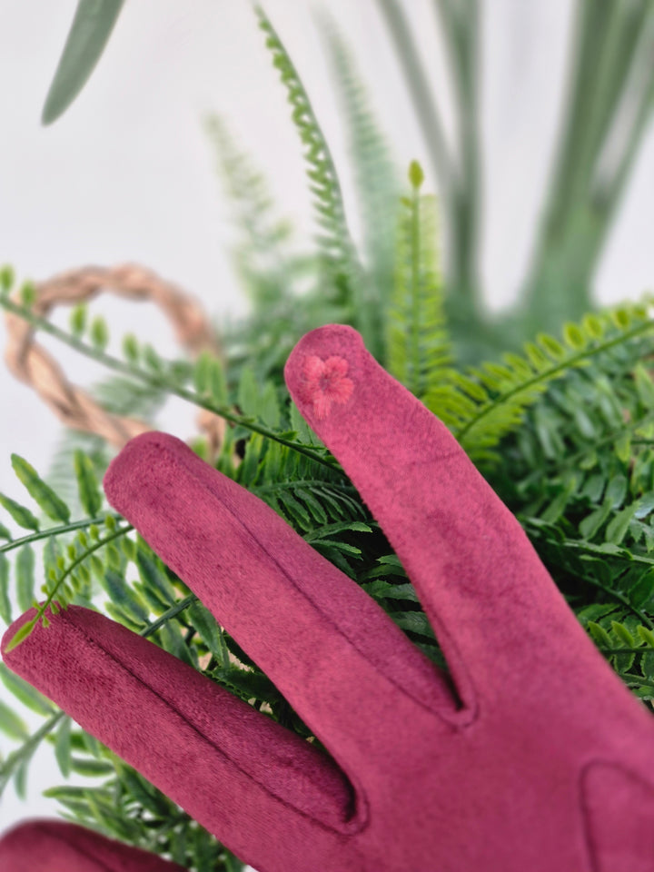 Oslo Gloves with Faux Fur - Berry