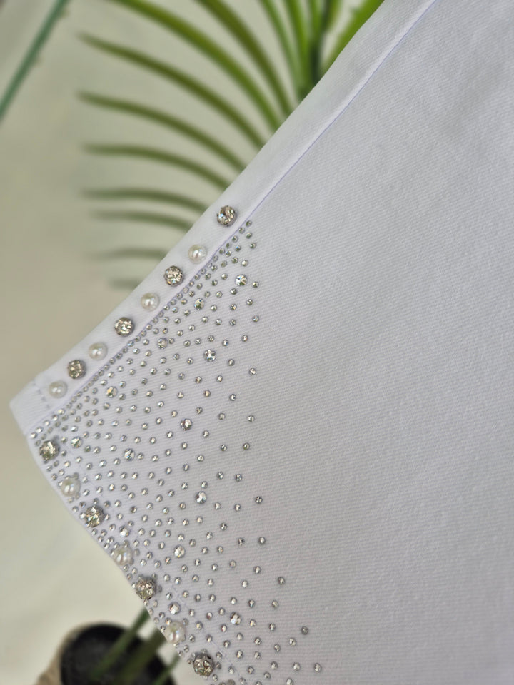 Crystal & Pearl Pedal Pusher Shorts - White (choose your Size)