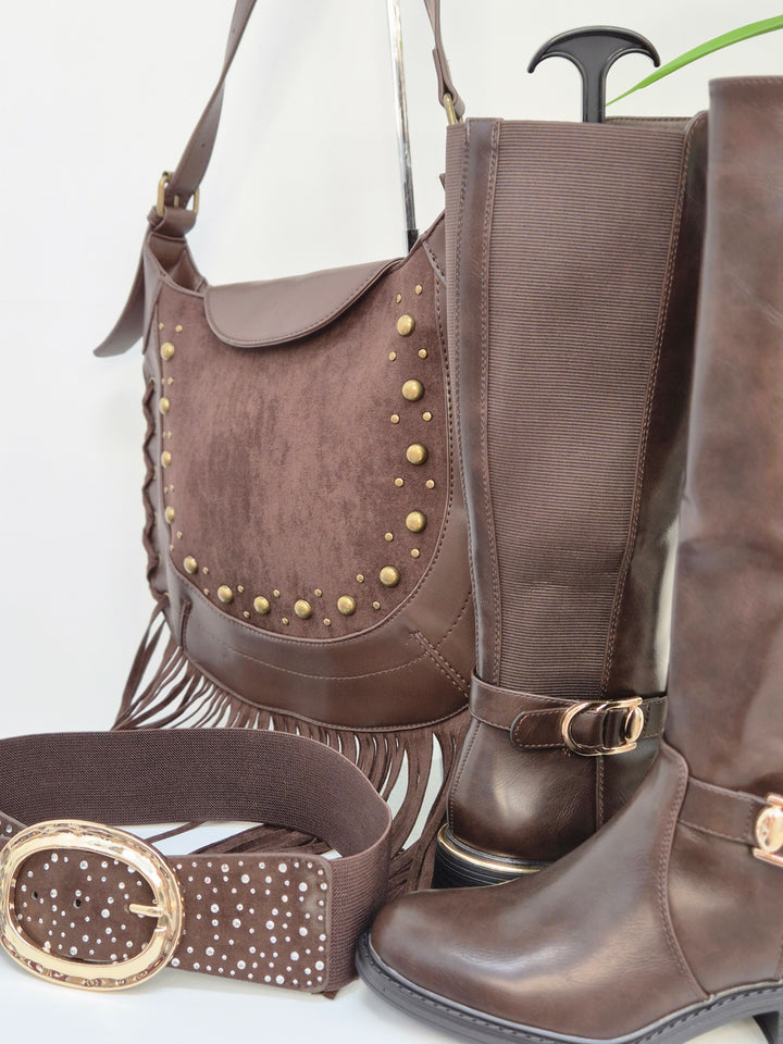 Stretchy Crystal Belt - Chocolate - (One Size, fits from Size 8 to Size 16)