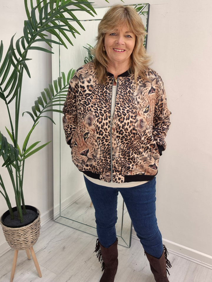 Diva Bomber Jacket - choose your Design (Oversized - fits 14 to Size 20) - Leopard Print