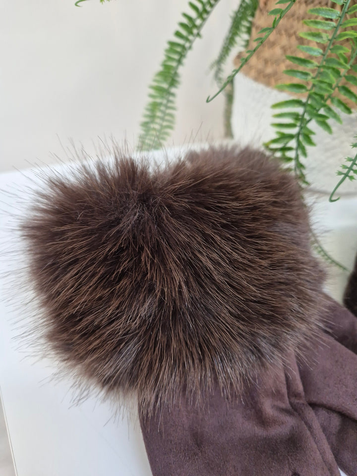 Oslo Gloves with Faux Fur - Chocolate