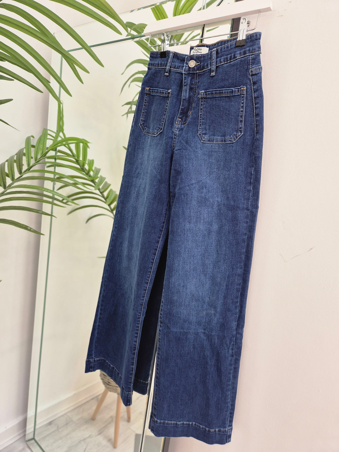 Jess Wide Leg Double Pocket Jeans - Dark Stonewash (choose your Size)