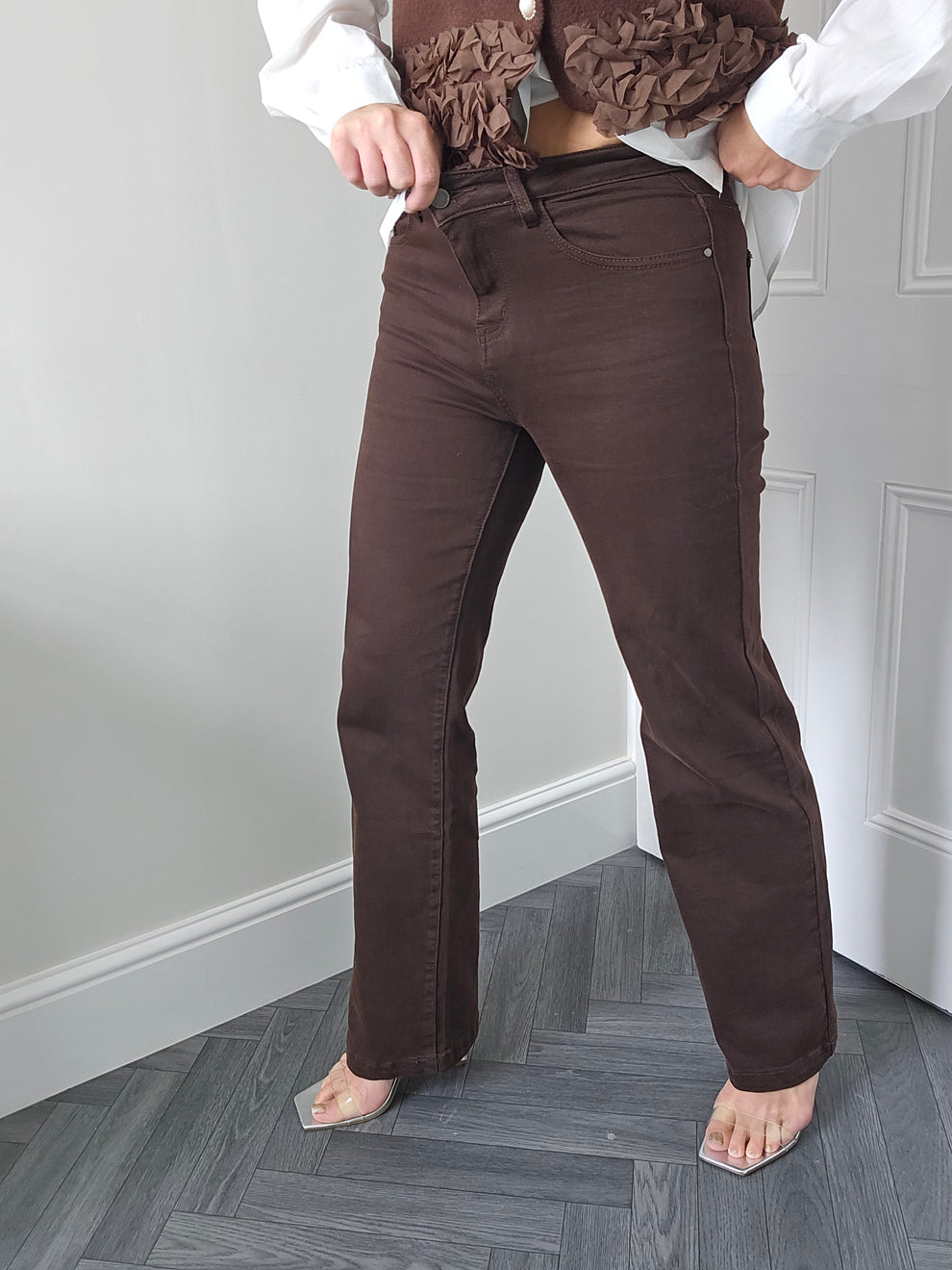 My Tina's Premium Wide Leg Jeans  - Chocolate (choose your Size)