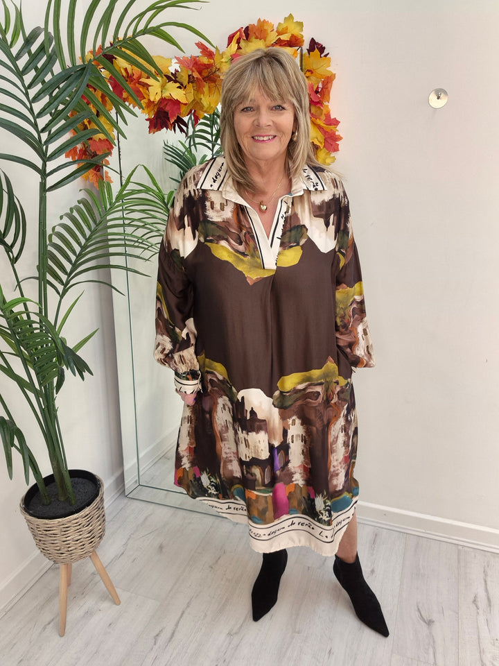 Amalfi Silk Dress - Chocolate - (One Size - fitting from Size 14 to Size 20)