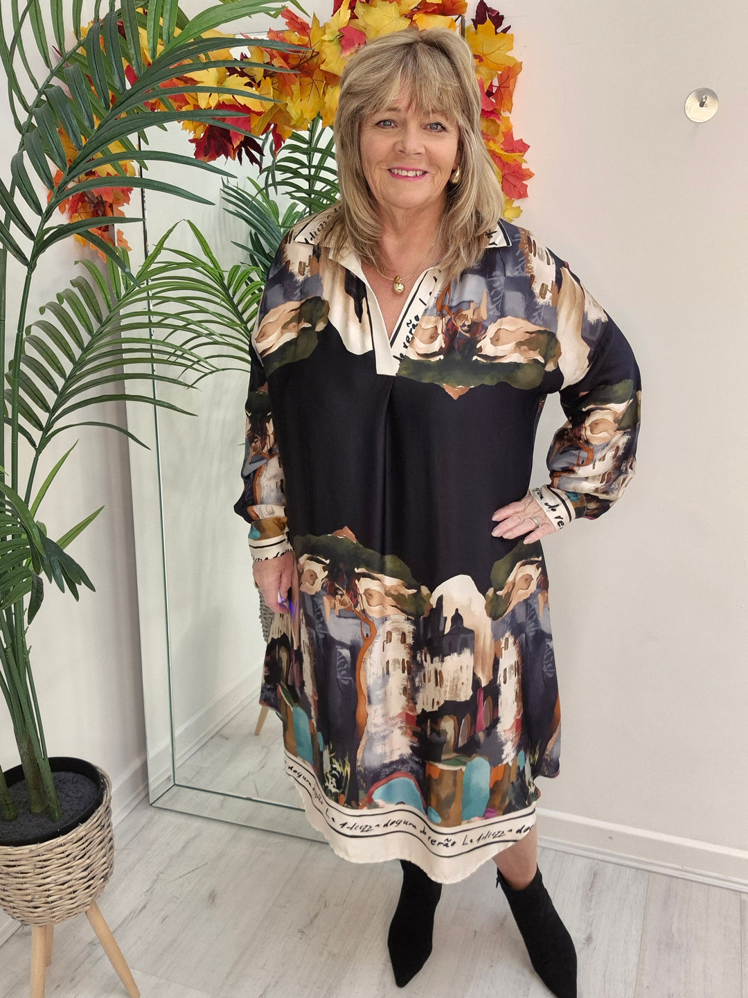 Amalfi Silk Dress - Black - (One Size - fitting from Size 14 to Size 20)